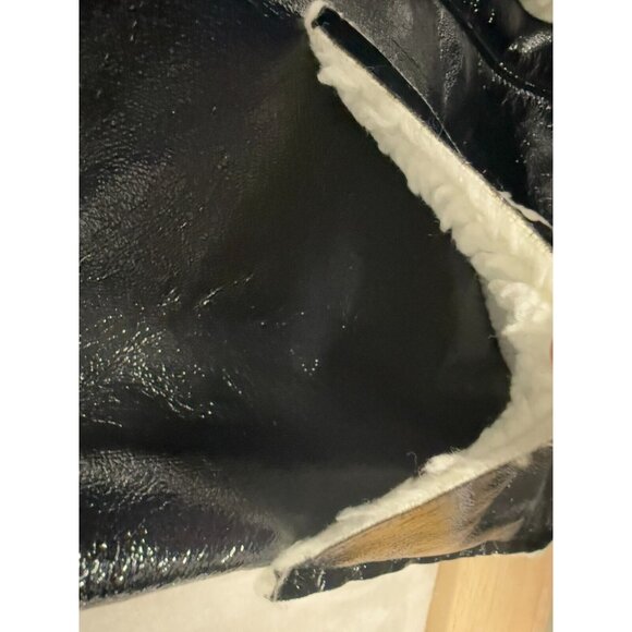 ASOS Oversized Parka In Cracked Vinyl With Borg US SIZE 10 - Picture 4 of 16